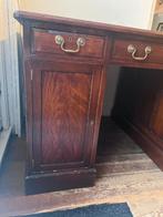 klassiek eiken buro met groen leer blad, Ophalen of Verzenden