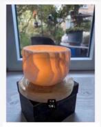 Edelstenen Calciet waxinelicht op onderschotel, Ophalen of Verzenden, Zo goed als nieuw, X, X