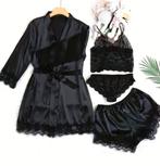 Zwarte Badjas Set XXL (44) - Nieuw!, Onbekend, Ophalen of Verzenden, Zwart, Badjas