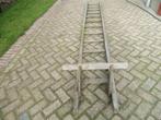 STEVIGE HOUTEN DAKLADDER, Doe-het-zelf en Verbouw, Ladders en Trappen, Ophalen, Gebruikt, Ladder, 4 meter of meer