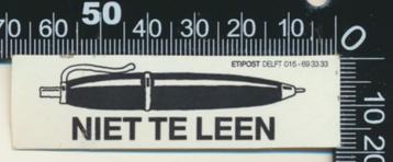 Sticker: Etipost - Niet te leen - Delft beschikbaar voor biedingen