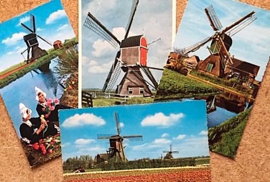 Ansichten Molens Wipmolen Noordwijk Leiderdorp Hazerswoude, Verzamelen, Ansichtkaarten | Nederland, Ongelopen, Zuid-Holland, 1960 tot 1980