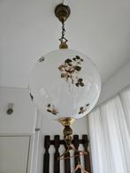 Glazen Bol Lamp met Rozen Design, Huis en Inrichting, Lampen | Hanglampen, Ophalen, Vintage, Zo goed als nieuw, Glas