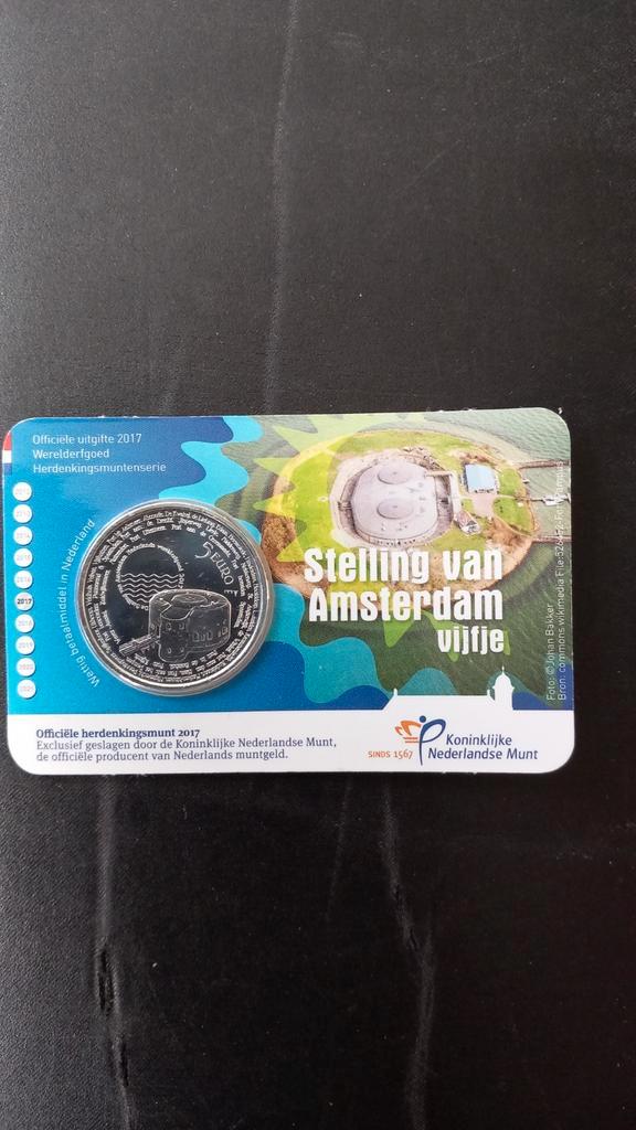 5 Euro Herdenkingsmunt Stelling van Amsterdam 2017, Postzegels en Munten, Munten | Nederland, Losse munt, Euro's, Zilver, Ophalen of Verzenden