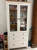 Witte vitrinekast met lades, Huis en Inrichting, Ophalen, Glas, Zo goed als nieuw, Modern