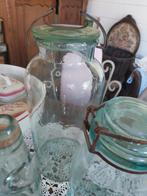 Grote oude brocante glazen pot met deksel klemdeksel weckpot, Ophalen of Verzenden