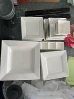 Wit servies vierkant, uitgebreide set, Compleet servies, Gebruikt, Ophalen, Porselein