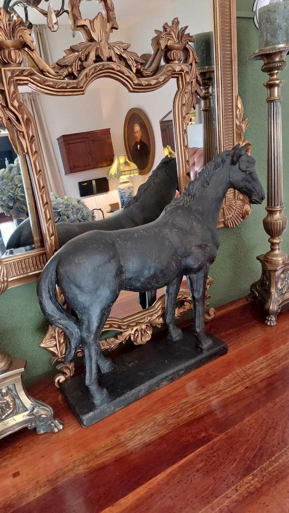 Groot paard zwart van polystone XL, Antiek en Kunst, Kunst | Beelden en Houtsnijwerken, Ophalen of Verzenden