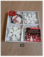Houten kersthangers pinguïn sneeuwvlokken, Diversen, Kerst, Evora, Onbekend, Nieuw, Ophalen of Verzenden