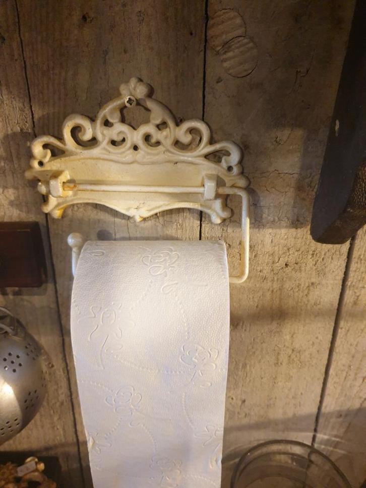 Gietijzeren WC Rolhouder - Roomwit/Donkerbruin, Huis en Inrichting, Badkamer | Badtextiel en Accessoires, Nieuw, Overige typen