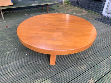 Brutalist massief eiken salontafel beschikbaar voor biedingen