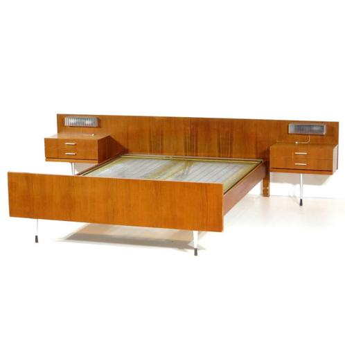 Vintage mid century teak tweepersoonsbed slaapkamer bed set, Huis en Inrichting, Slaapkamer | Bedden, Zo goed als nieuw, Tweepersoons