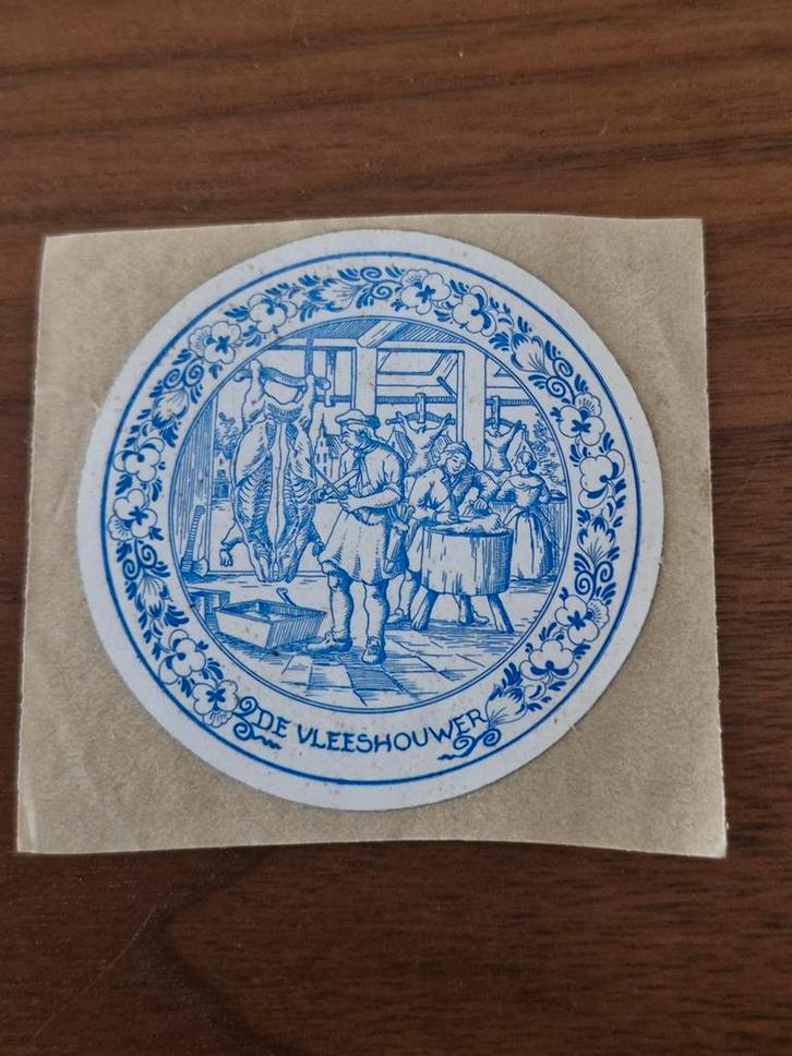 4184 Delfts Blauw Sticker - De Vleeshouwer, Verzamelen, Stickers, Zo goed als nieuw, Overige typen, Ophalen of Verzenden