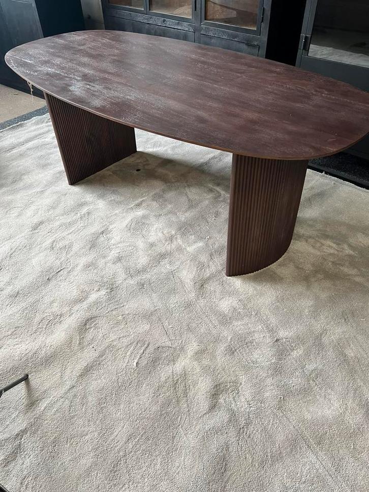 Eettafel Japandi bruin 240cm managohout., Huis en Inrichting, Tafels | Eettafels, Zo goed als nieuw, 200 cm of meer, Vijf personen of meer