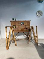 Vintage Bamboe Bar retro café barkruk tiki bar, Ophalen, Gebruikt, Geen, Inclusief barstoelen