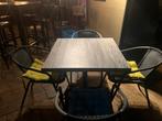 Terras Tafel met Stoelen en Kussens, Huis en Inrichting, Tafels | Eettafels, Ophalen, Kunststof, Gebruikt, Opklapbare teras tafels 10 stuks