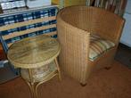 Rotan fauteuil met bijzettafel, Ophalen, Gebruikt, Bruin, Riet of Rotan