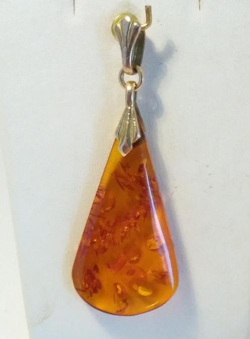 HANGER  ca 5 cm,  American Doublee met Barnsteen/Amber, Sieraden, Tassen en Uiterlijk, Kettinghangers, Gebruikt, Steen of Mineraal