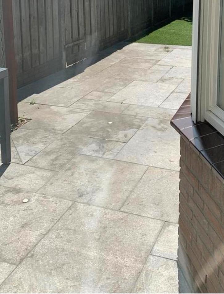 Natuursteen Wildverband Grijs (15-18m2), Tuin en Terras, Tegels en Klinkers, Gebruikt, Terrastegels, Natuursteen, 10 m² of meer