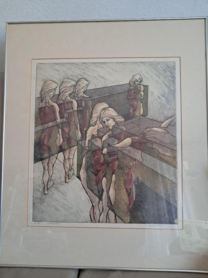Vrouwen Naakt/ 3 kleurenets, Antiek en Kunst, Kunst | Schilderijen | Modern, Ophalen