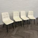 4 Fluwelen Eetkamerstoelen Wit, Overige kleuren, Stof, Ophalen of Verzenden, Zo goed als nieuw