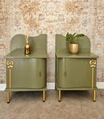 Groen en goud nachtkastjes/ handbeschilderde set, Ophalen, Donyavimin@gmail.com, Zo goed als nieuw, 5363st