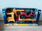 Bruder takelwagen met jeep, Ophalen of Verzenden, Zo goed als nieuw, Auto, Met wieltjes