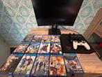 PlayStation 4 pro+ monitor+13 games, Zwart, Met 2 controllers, Ophalen of Verzenden, Slim