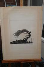 Eugène PETERS (1946) Eenzame boom 1968 groot ets, Antiek en Kunst, Kunst | Etsen en Gravures, Ophalen of Verzenden