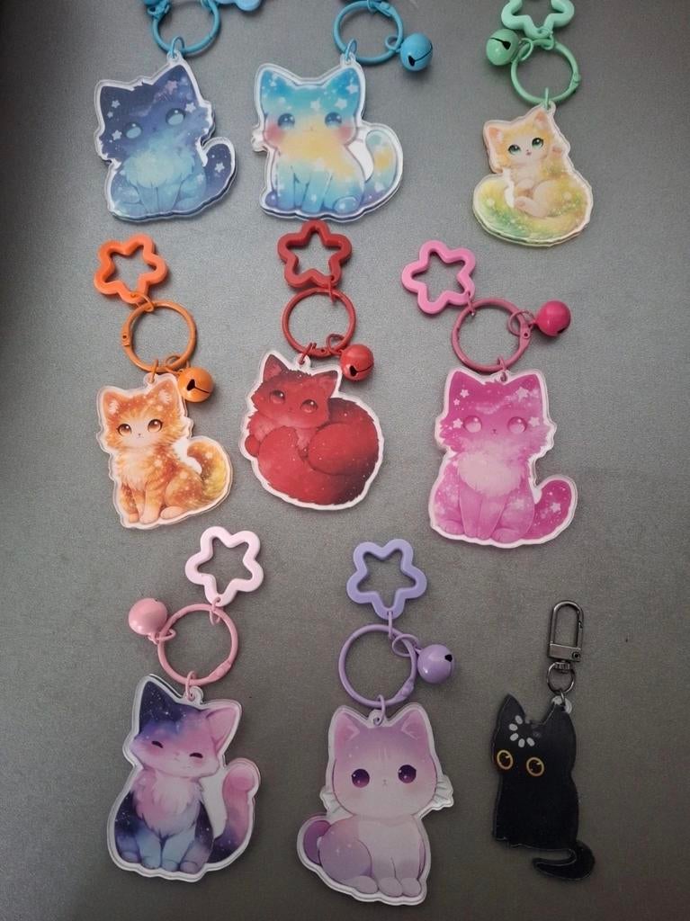 Collectie Galaxy Kat Sleutelhanger, Met hanger, Kunststof, Overige kleuren, Nieuw