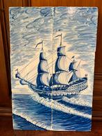 Prachtig  oud Tegelplateau van driemaster., Antiek en Kunst, Antiek | Wandborden en Tegels, Ophalen