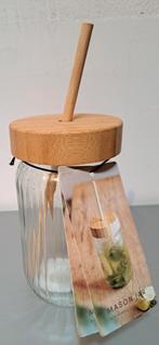 Glas met bamboe deksel/rietje, nieuw, Ophalen, Nieuw