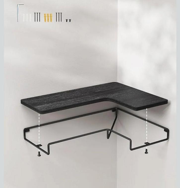 VASAGLE Zwevende Hoekplank - Industrieel Zwart, Huis en Inrichting, Woonaccessoires | Wandplanken en Boekenplanken, Nieuw, Ophalen of Verzenden