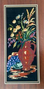 Hip Vintage geborduurd schilderij met bloemen in mooie lijst, Antiek en Kunst, Kunst | Schilderijen | Klassiek, Ophalen of Verzenden