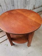 Brocante eiken salontafel met onderblad, Ophalen, Gebruikt, Rond, 55 tot 75 cm
