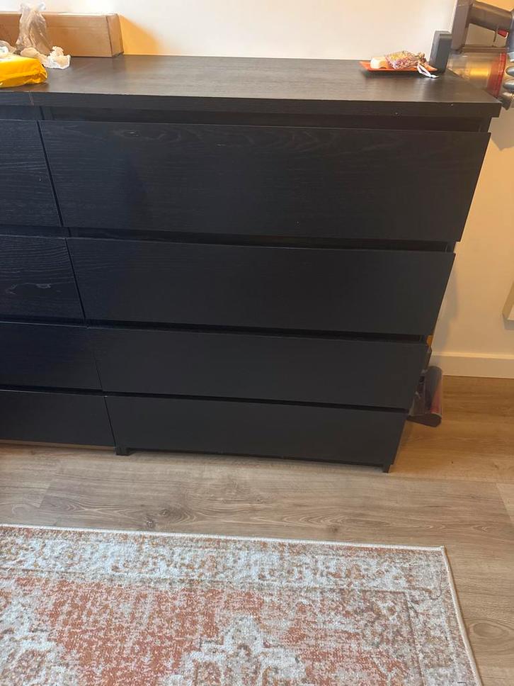 Twee zwarte MALM ladekasten van IKEA, Huis en Inrichting, Kasten | Kledingkasten, Gebruikt, Minder dan 100 cm, 50 tot 100 cm, 25 tot 50 cm