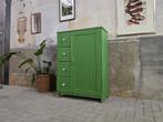 Vintage Groene Opberg Kast met Laden | Houten Ladekast, Ophalen of Verzenden, Gebruikt