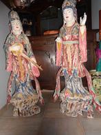 *2 zéér grote prachtige antieke houten beelden (19e eeuw), Antiek en Kunst, Ophalen