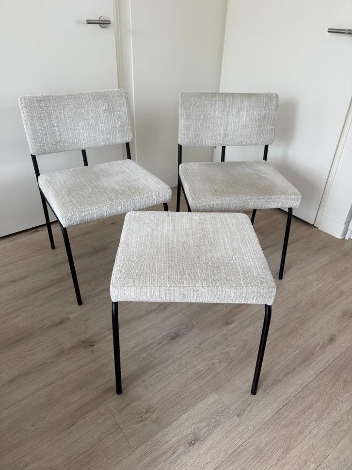 Fest Monday Eetkamerset - Zwart Frame, Huis en Inrichting, Stoelen, Zo goed als nieuw, Drie, Metaal, Stof, Zwart, Ophalen