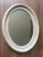 Grote Brocante Ovale Spiegel Antiek Wit, Ophalen of Verzenden, Ovaal, Minder dan 100 cm