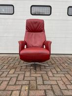 Nette draaibare rode leren relax fauteuil / relax stoel, Huis en Inrichting, Fauteuils, Ophalen, Nvt, Nvt, Nvt