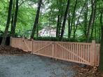 Douglas, grenen en zwart gespoten dubbele tuinpoorten, Nieuw, Ophalen of Verzenden, Hout, 200 cm of meer