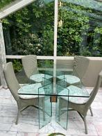 Glazen eetkamer tafel, Huis en Inrichting, Tafels | Sidetables, Ophalen, Gebruikt, Glas, 150 tot 200 cm