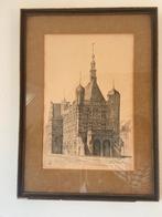 Gesigneerde litho ets vd Waag in Deventer - W. van Amstel, Ophalen of Verzenden