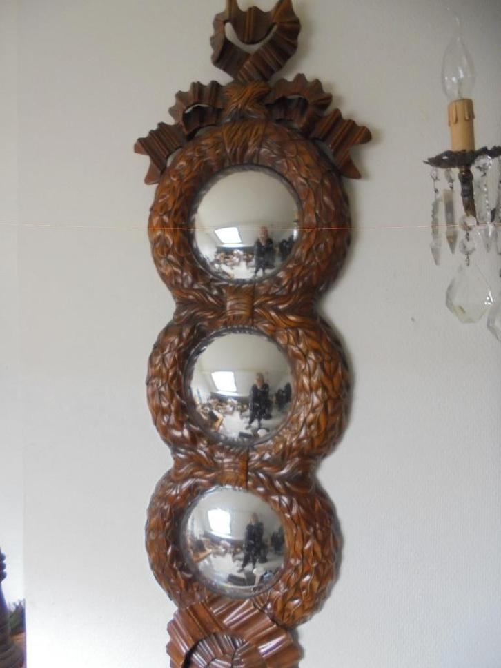 butler eye, heksenoog, uniek, butlersspiegel, bol glas., Antiek en Kunst, Antiek | Spiegels, Minder dan 50 cm, Minder dan 100 cm
