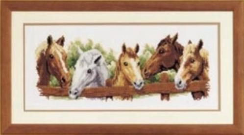 Borduurpakket Paarden 70705, Hobby en Vrije tijd, Borduren en Borduurmachines, Nieuw, Borduurpakket, Handborduren, Ophalen of Verzenden