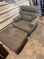 Landelijk Klassieke Fauteuil met Ottoman Poef, Engels, Ophalen of Verzenden, Gebruikt, 75 tot 100 cm, Metaal