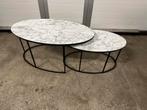 Mooie salontafel set bijzettafel set 2 delig wit marmerlook, Huis en Inrichting, Tafels | Salontafels, Ophalen, 50 tot 100 cm