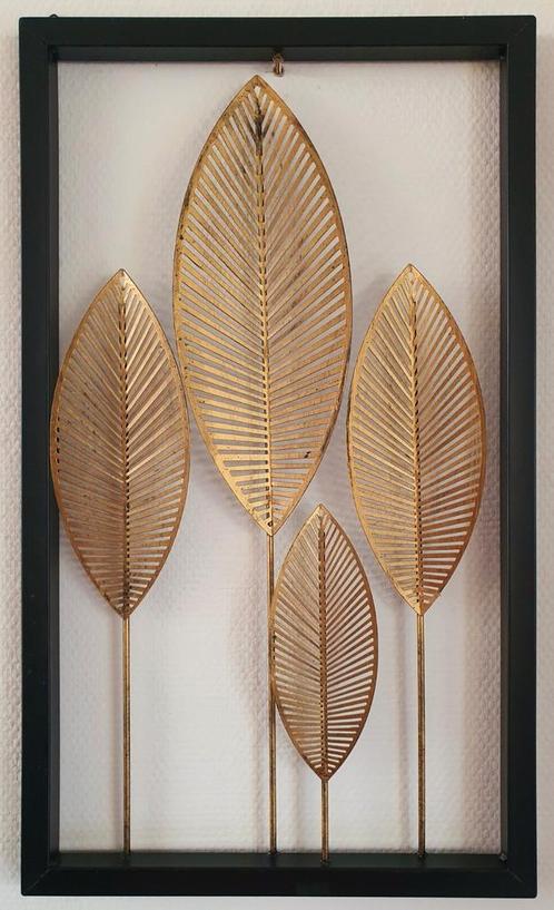 Wanddecoratie sculptuur metaalsoort bladeren, Antiek en Kunst, Kunst | Designobjecten, Ophalen of Verzenden