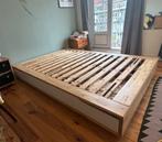 Houten bed met lades 140x200, Ophalen, Wit, Tweepersoons, 140 cm